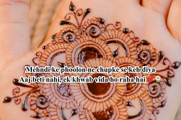 Shayari on front hand simple mehndi design