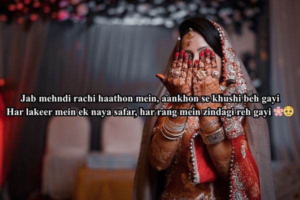 trending simple mehndi design front hand shayari