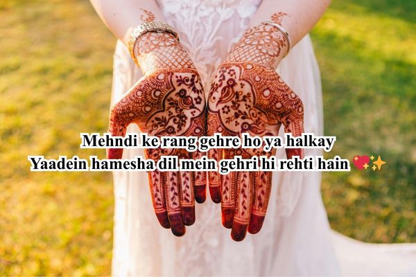 Shayari on front hand simple mehndi design
